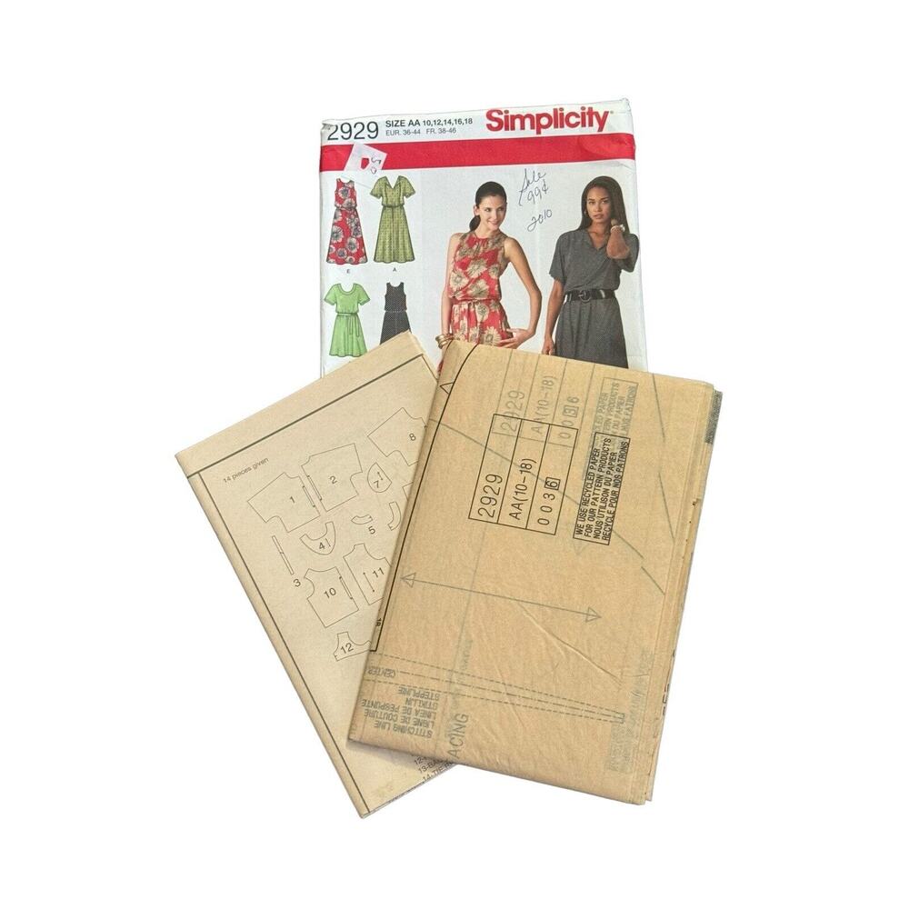 Simplicity 2929 Sewing Pattern Size 10-18 Tunic Midi‎ Long Modest Dress UNCUT
